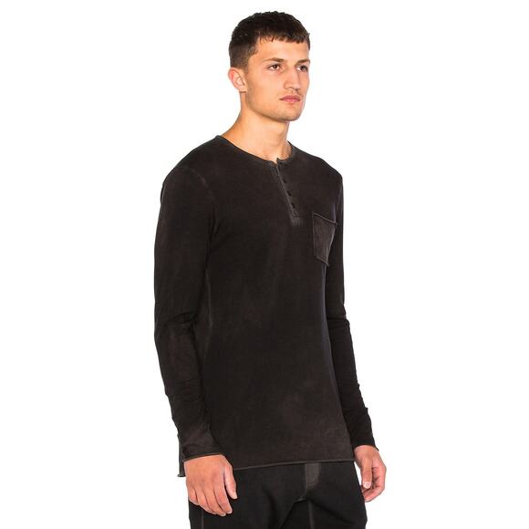 Sold Out! COTTON CITIZEN $95 Jagger Long Sleeve Henley in Jet Black Size M - Picture 3 of 10